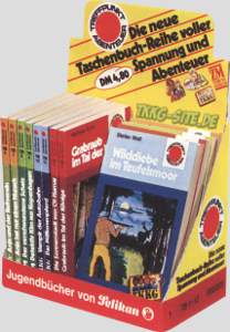 Display mit Treffpunkt Abenteuer Taschenbüchern